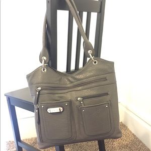 Rossetti Shoulder Tote Bag Faux Leather Grey